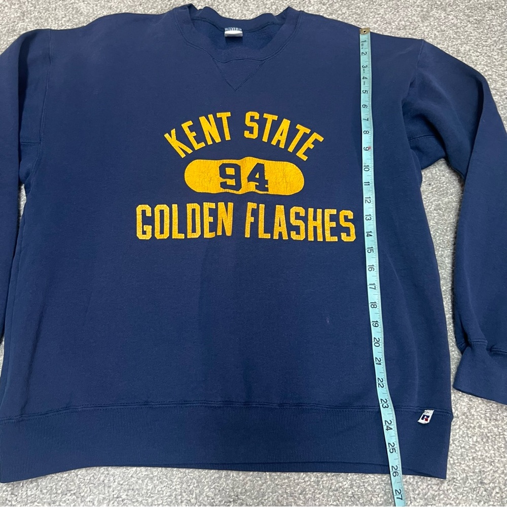 Vtg Kent State University Golden Flashes Sweatshirt XL Blue Russell Athletic 90s - Picture 2 of 9